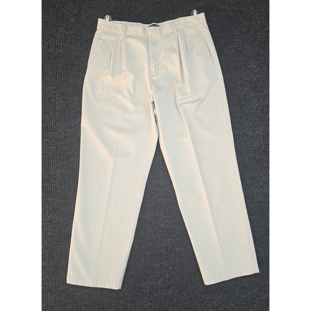 Dockers Stain Defender Pleated Chinos Khaki Beige 100% Cotton 16 Short 256954521